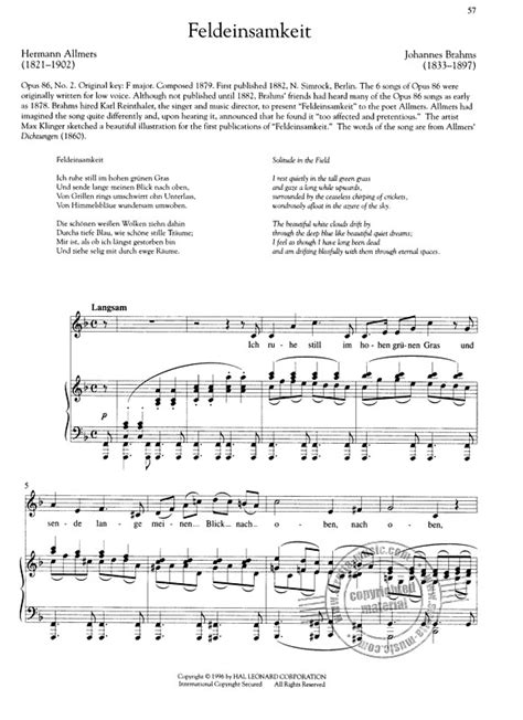 Johannes Brahms: 15 Selected Songs